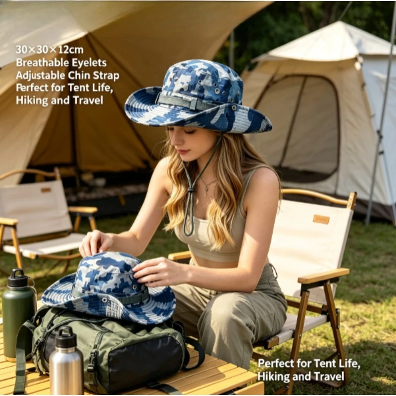 Sombrero boonie ripstop con ala ancha, UV y transpiración para outdoor