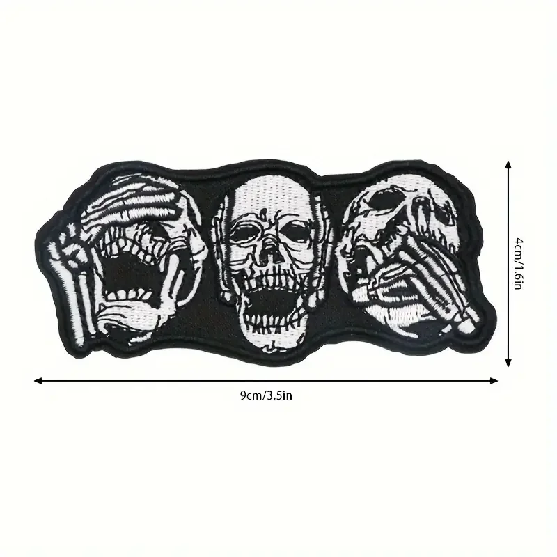 Parche bordado calavera militar – Blanco negro para coser o planchar - imagen 3