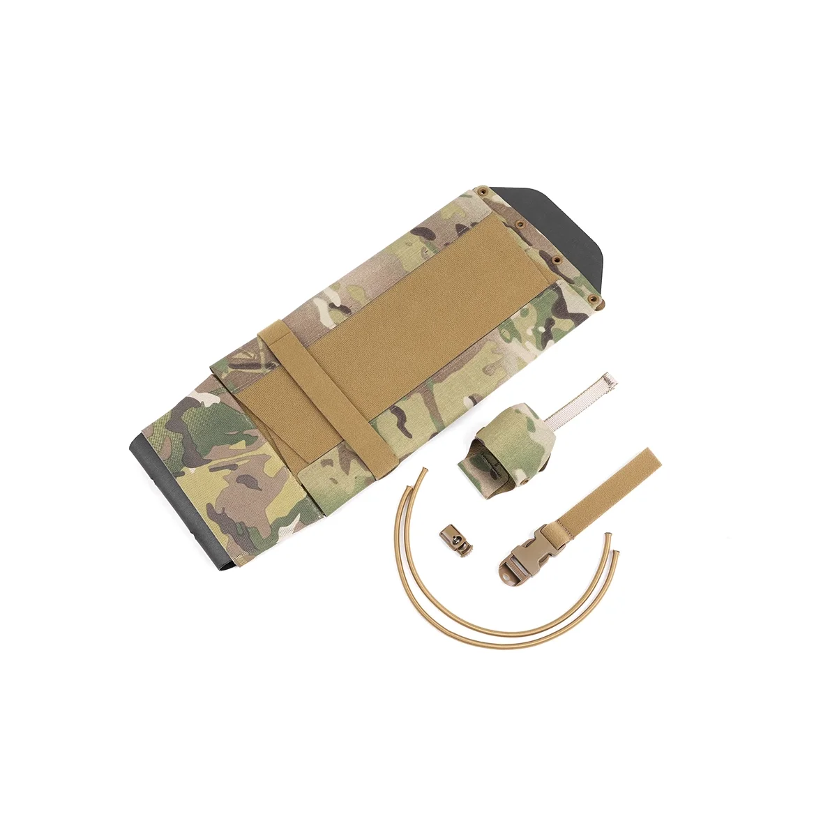 Detalle del sistema de correas MOLLE en panel táctico