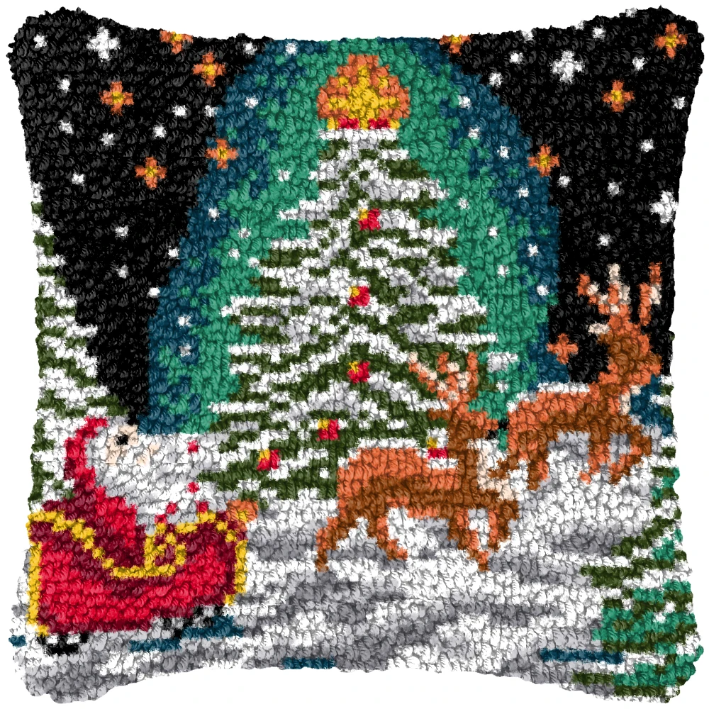 Kit de nudo paracord – Cojín navideño bordado alce Papá Noel - imagen 5