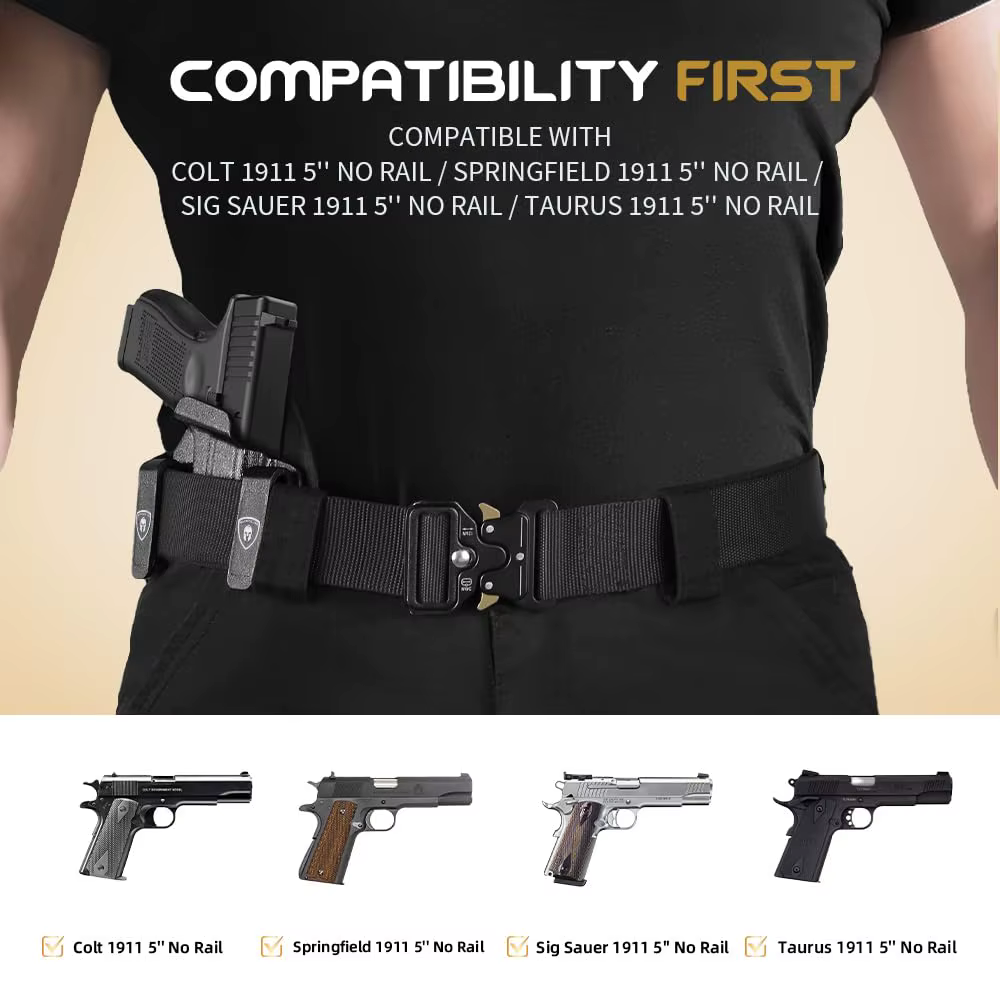 Funda Kydex-nailon 1911 5" sin riel, corte óptico, derecha - imagen 3