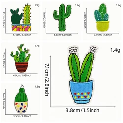 Parche termoadhesivo bordado cactus de dibujos animados para ropa