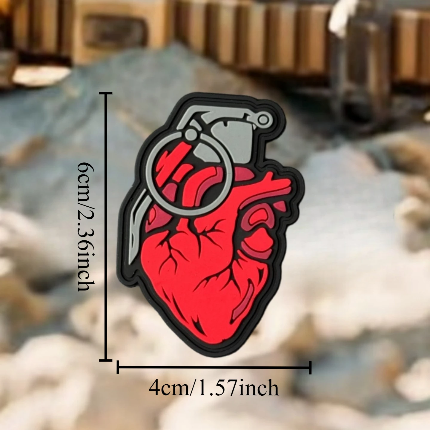 Moraal Parche Táctico 3D PVC Granada Roja – Emblema Velcro para Airsoft - imagen 3