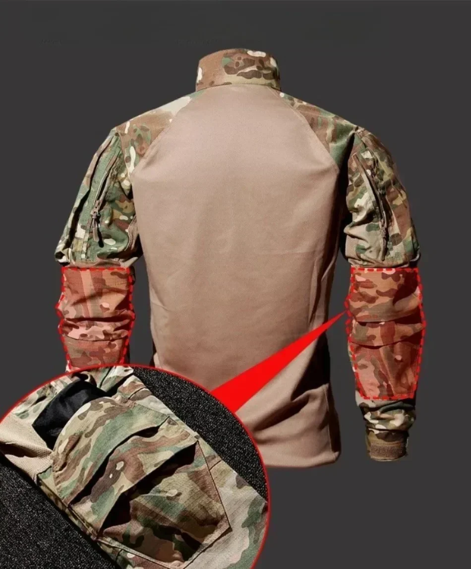 Camisa táctica doblada mostrando el diseño y los bolsillos frontales