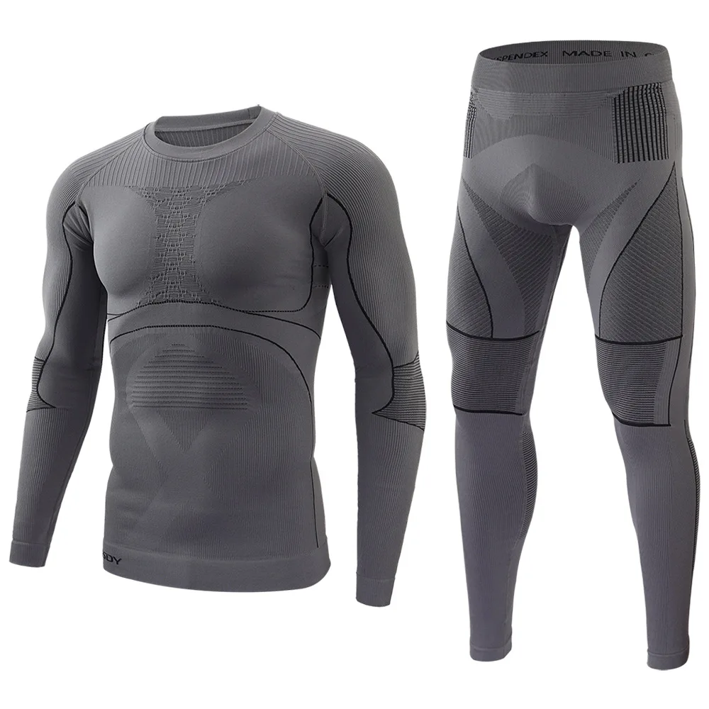 Conjunto ropa interior deportiva térmica sin costuras hombre gimnasio