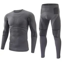 Conjunto ropa interior deportiva térmica sin costuras hombre gimnasio