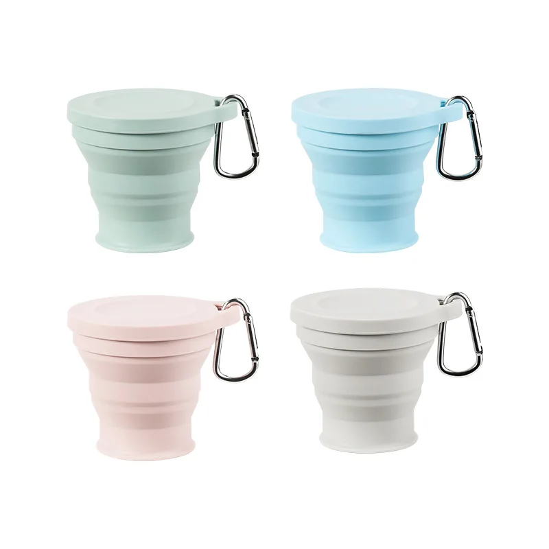Taza plegable de silicona 180 ml con tapa para viajes al aire libre