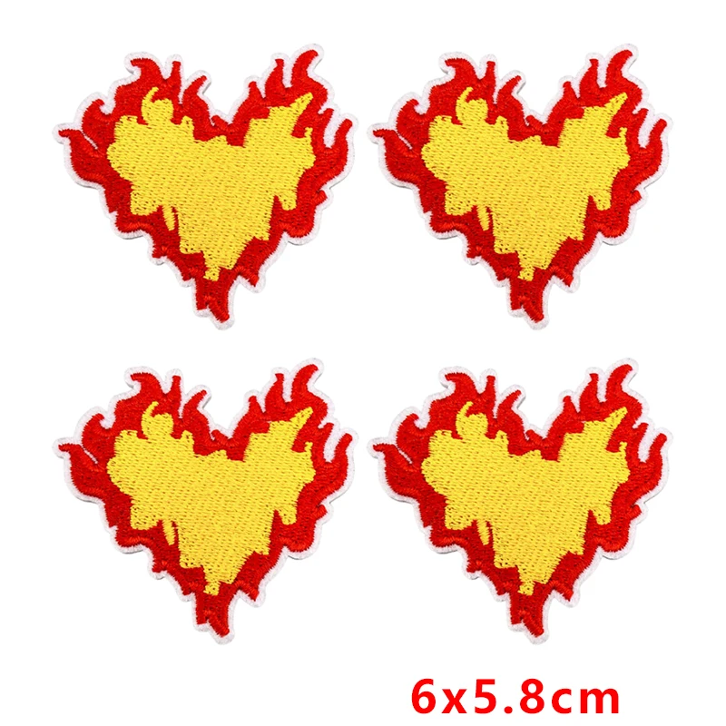 Parches termoadhesivos corazón llama y bandera – bordados ropa - imagen 3