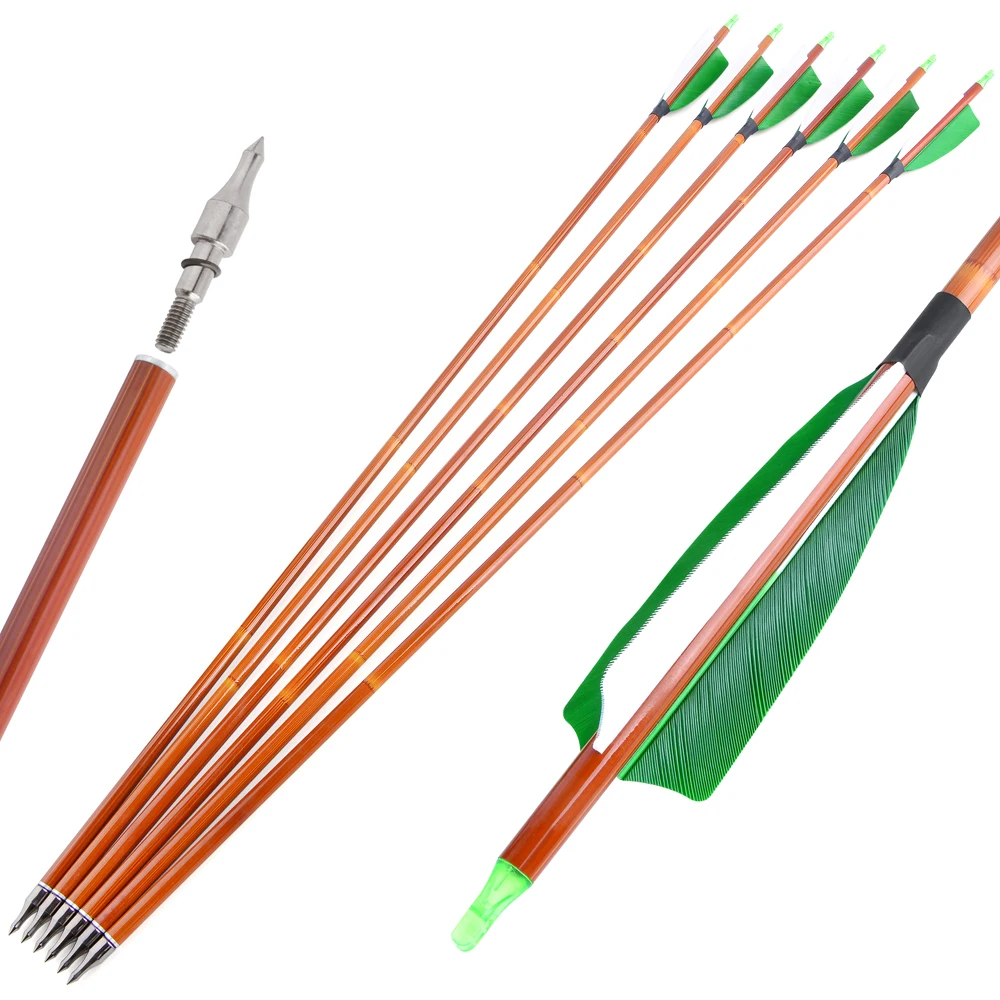 Flechas de carbono para arco compuesto y recurvo con plumas de pavo