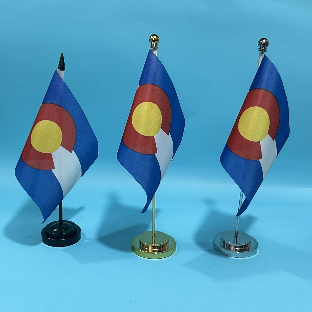 Bandera de Colorado pequeña de poliéster para escritorio oficina - imagen 3