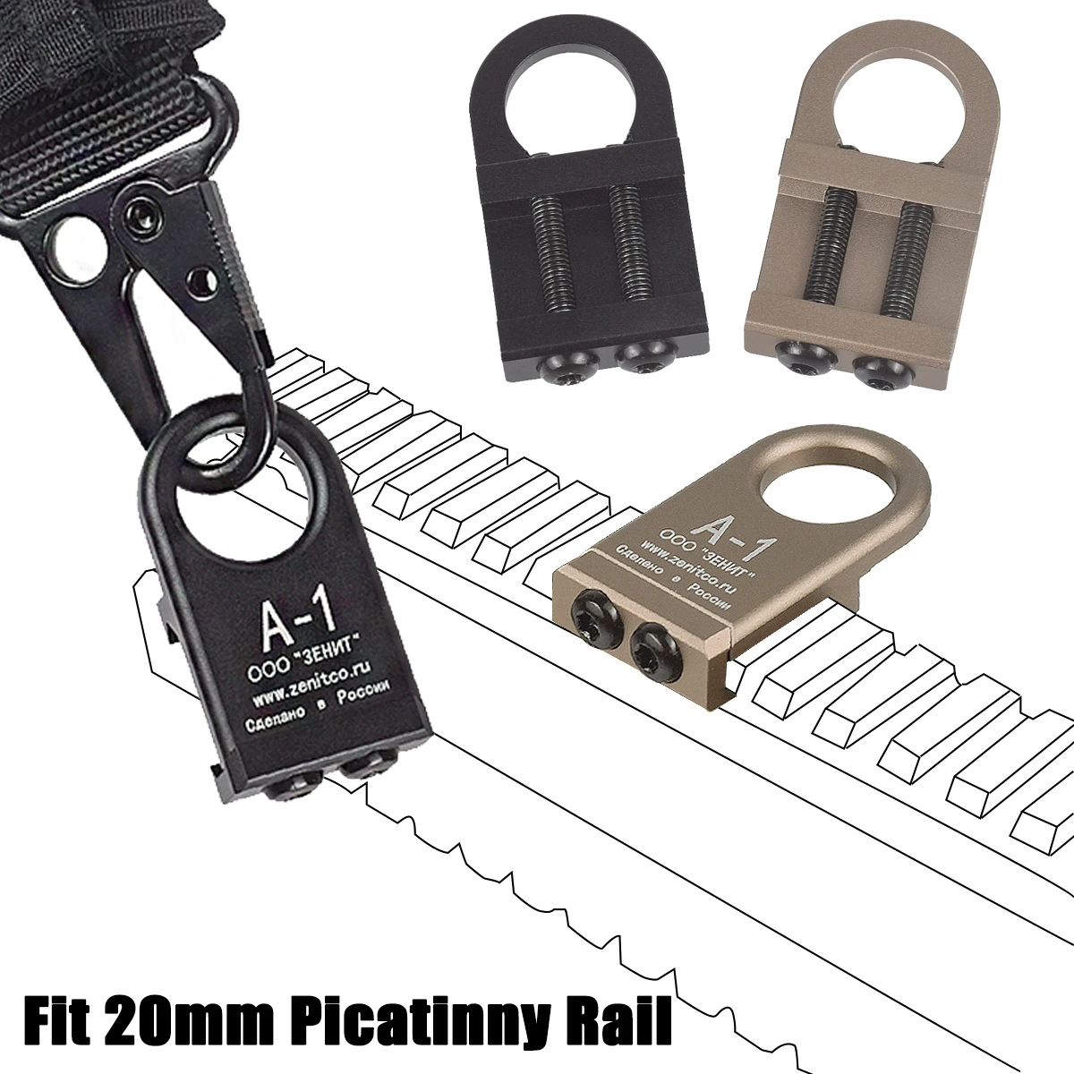 MS4 Adaptador QD para sling en riel Picatinny 20 mm KeyMod - imagen 3