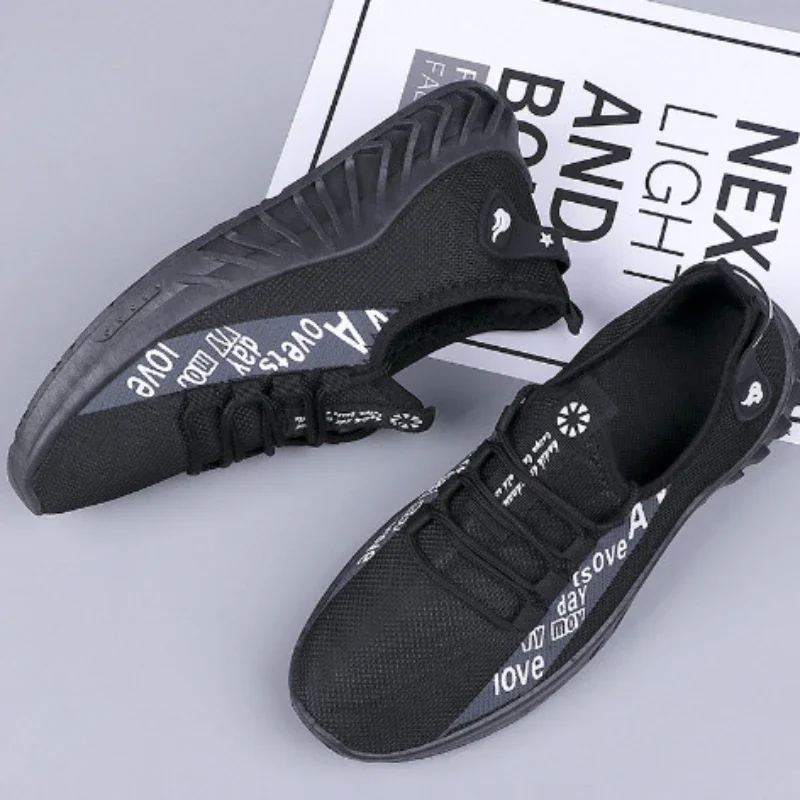 Zapatillas casuales malla transpirable suela blanda ligera para hombre