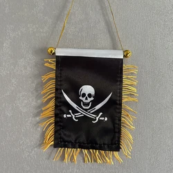 Banderín colgante calavera doble con cuchillo pirata, poliéster