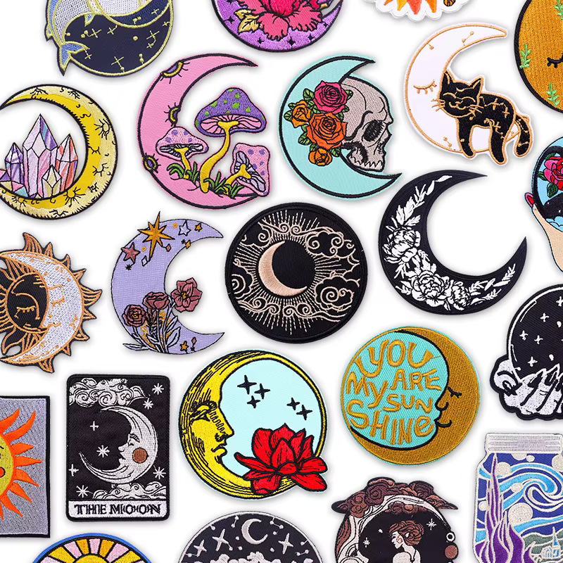 Parches bordados de sol y luna celestiales, detalles de diseño