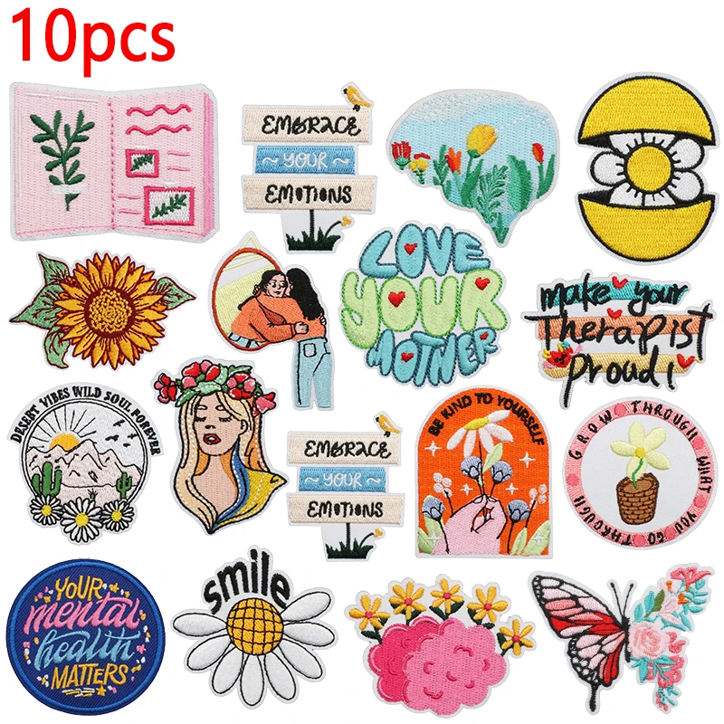 Parche bordado mariposa y flor – Termoadhesivo para coser o planchar - imagen 5