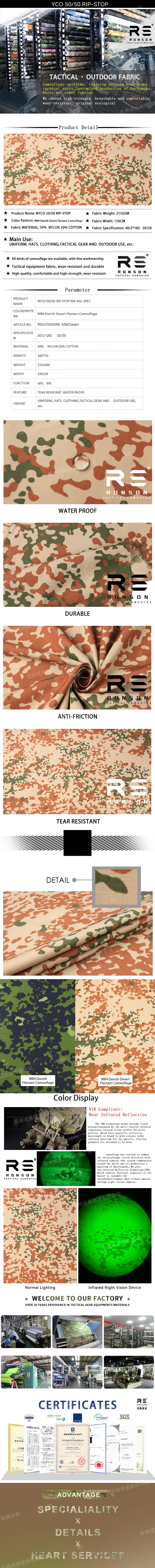 Tejido NYCO rip-stop con camuflaje Danés Desierto