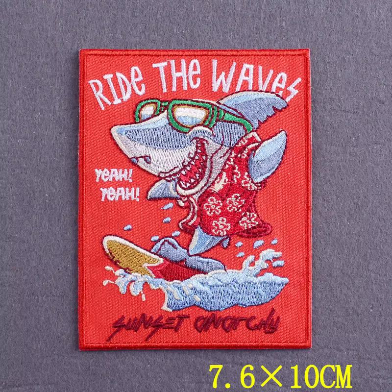 Parche surf bordado a rayas con ondas del mar - adhesivo para mochila - imagen 5