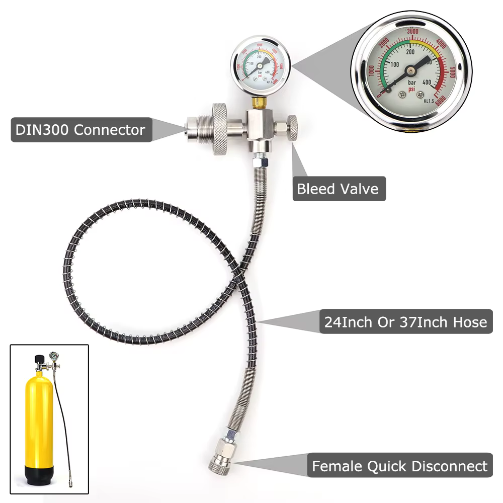 Adaptador HPA acero inoxidable vista frontal