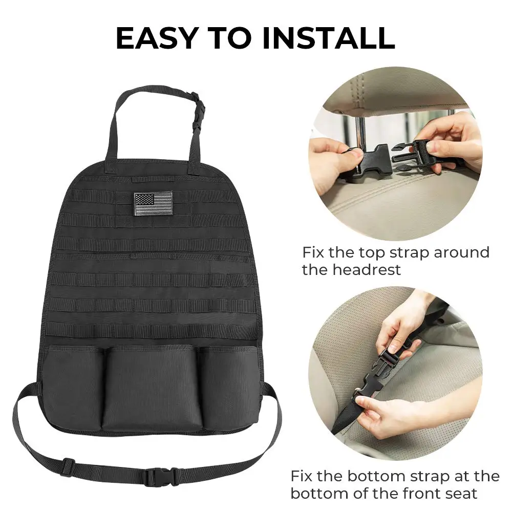 Panel MOLLE táctico para respaldo de asiento – Organizador modular de viaje - imagen 5