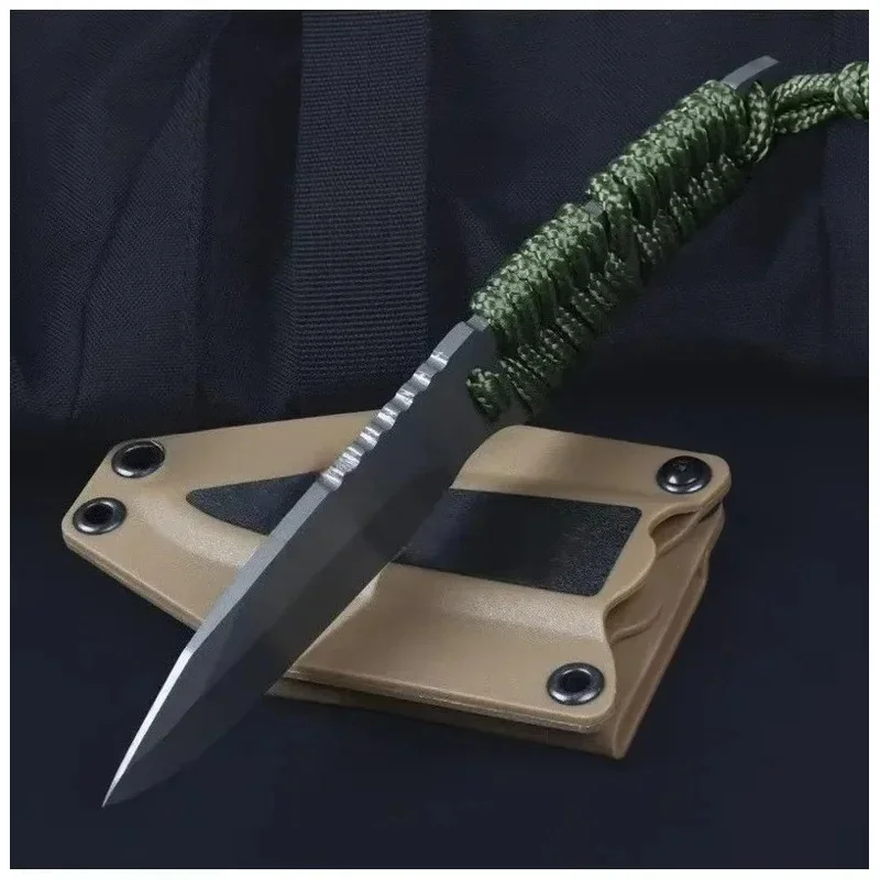 Cuchillo EDC hoja recta acero 8Cr13MoV mango cordón nailon outdoor - imagen 4