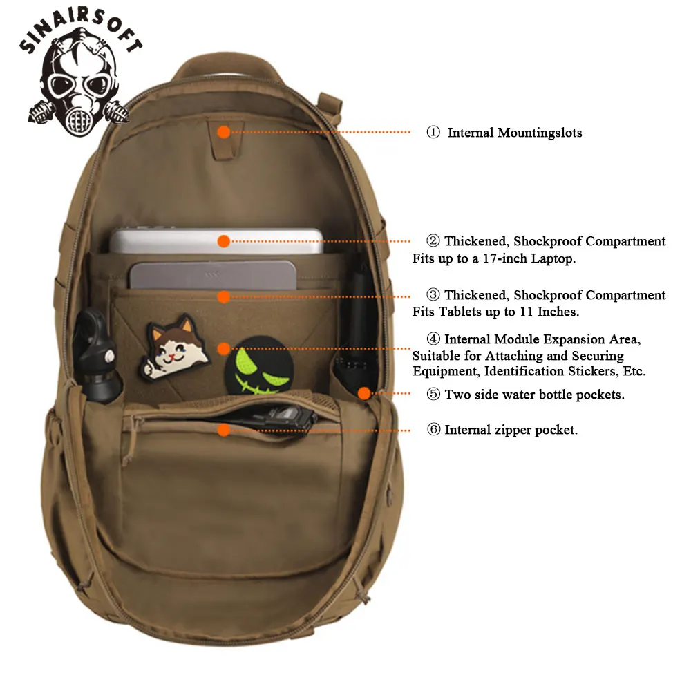 Mochila táctica MOLLE impermeable de nailon ripstop desmontable - imagen 3