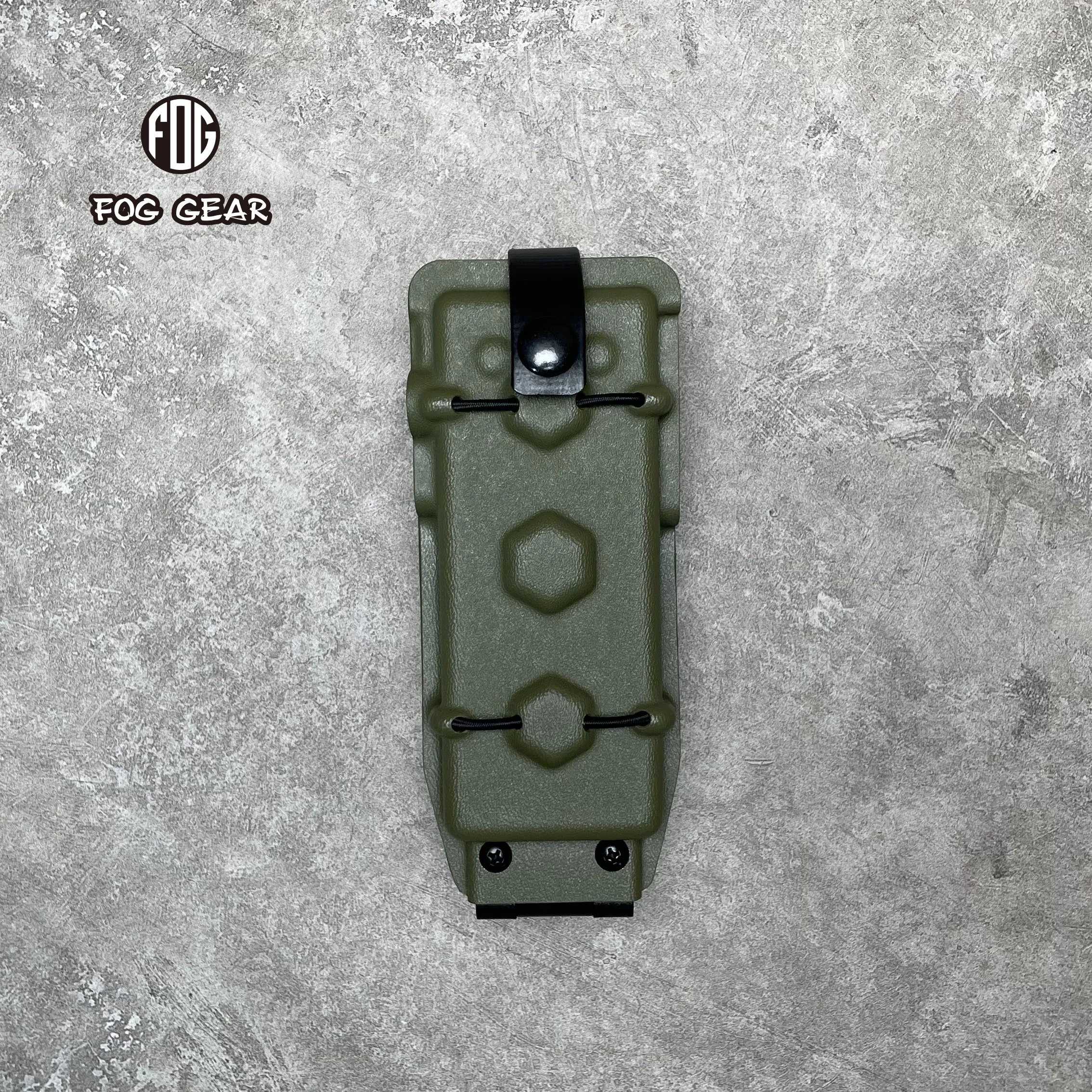 Funda táctica MOLLE Kydex UV5R con bolsa almacenamiento abierta