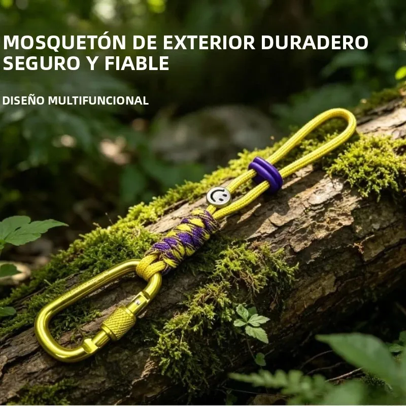 Paracord trenzado con mosquetón en D y gancho rápido para botella - imagen 2