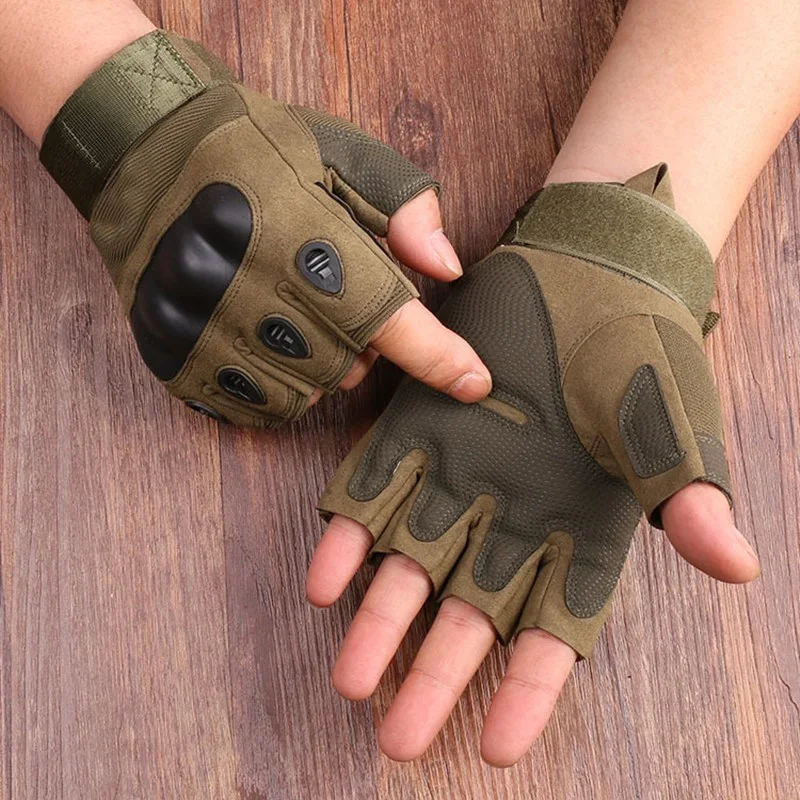 Guantes tácticos medio dedo para exteriores: tiro caza y moto