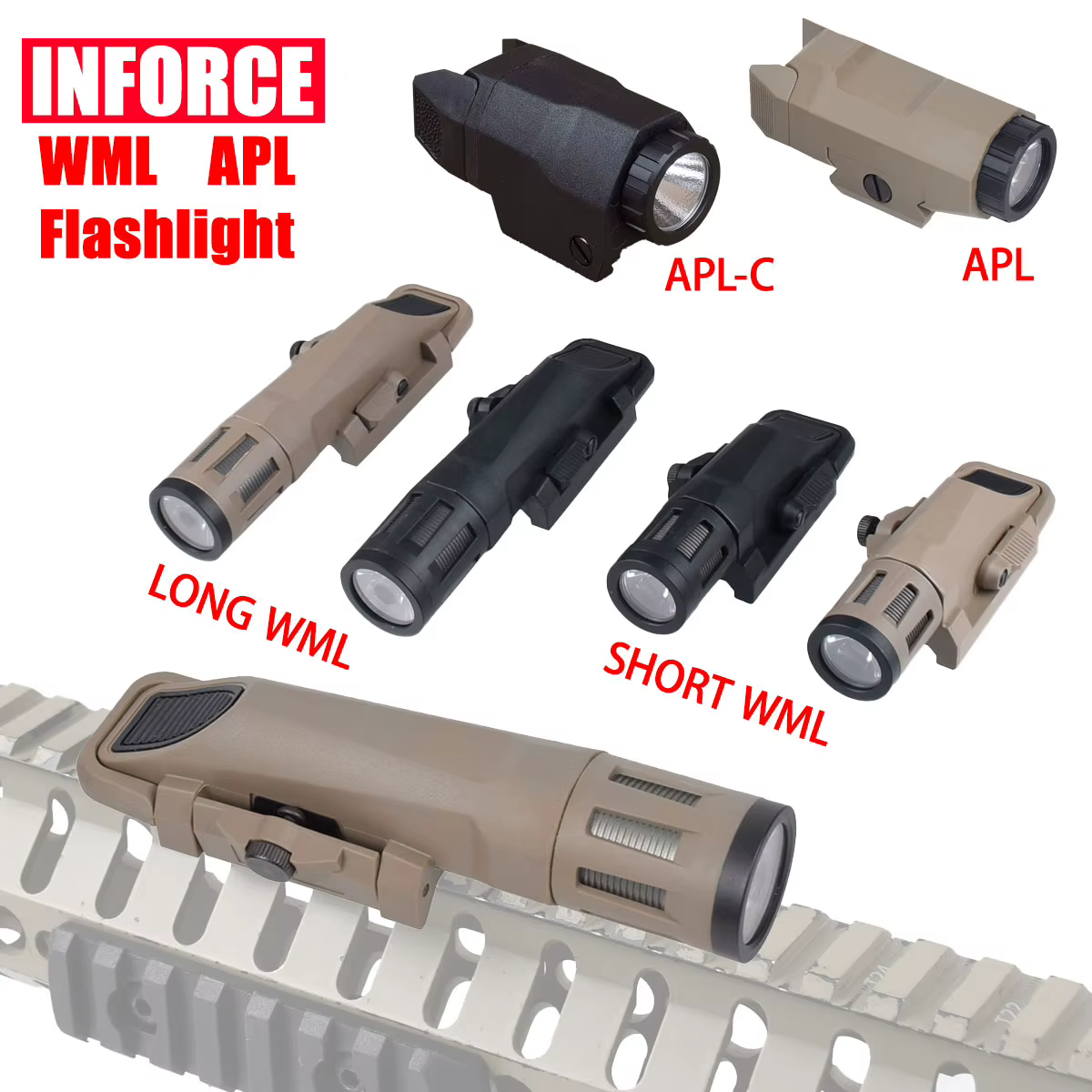 INFORCE WML APL linterna táctica para riel Picatinny LED estroboscópica - imagen 4