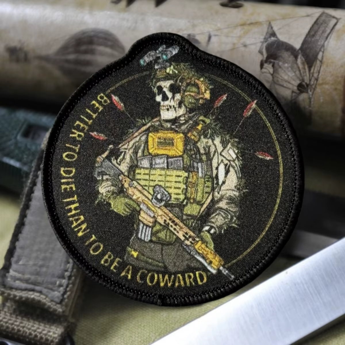 Parche táctico calavera con frase de moral para mochila militar - imagen 4