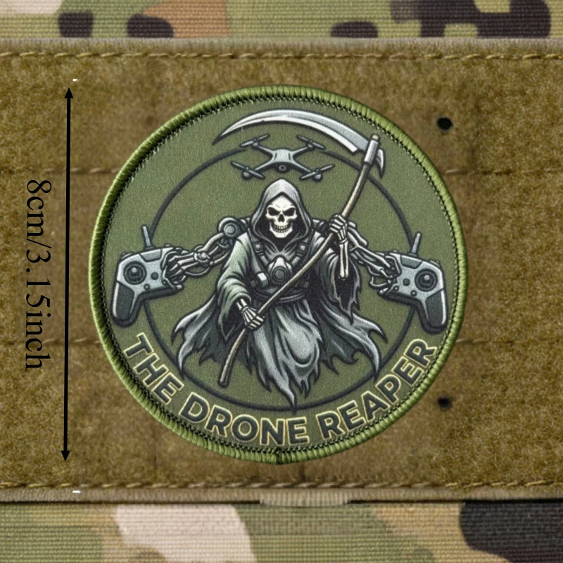 Parche táctico calavera Drone Reaper con velcro gancho-bucle - imagen 3