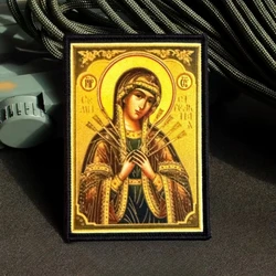 Parche táctico con velcro Madre de Dios impreso para ropa militar