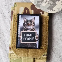 Parche táctico de gato I Hate People con cierre de gancho y bucle
