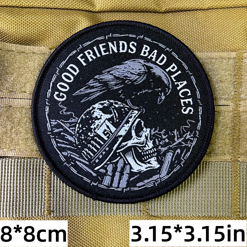 Parche táctico bordado calavera y águila vintage con gancho y bucle