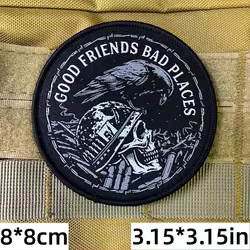 Parche táctico bordado calavera y águila vintage con gancho y bucle