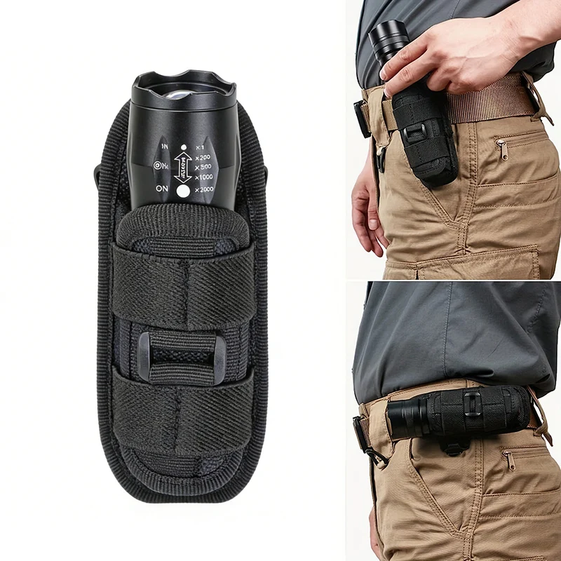 Funda táctica para linterna con soporte giratorio 360º caza