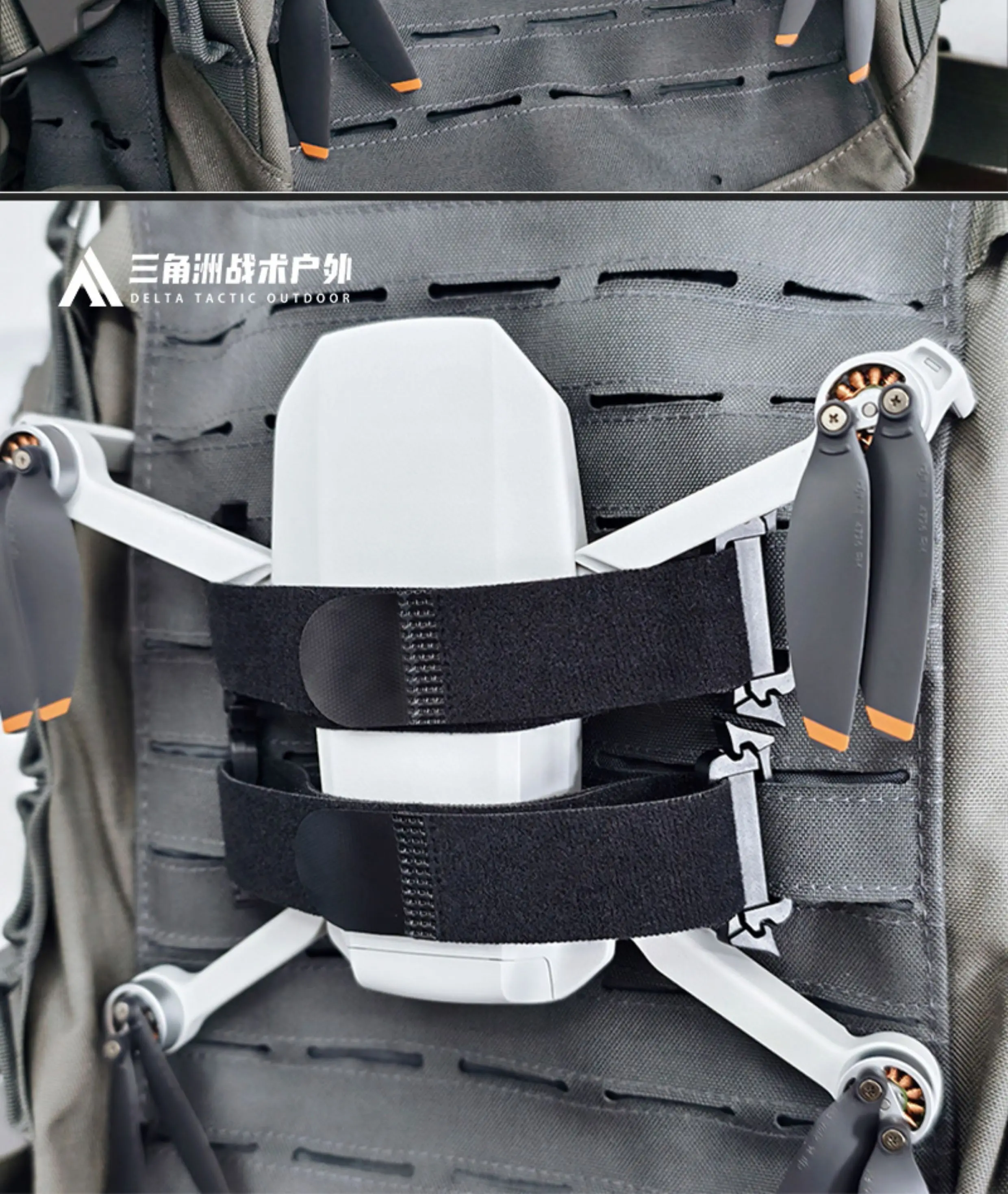 Detalle de correas MOLLE para fijación