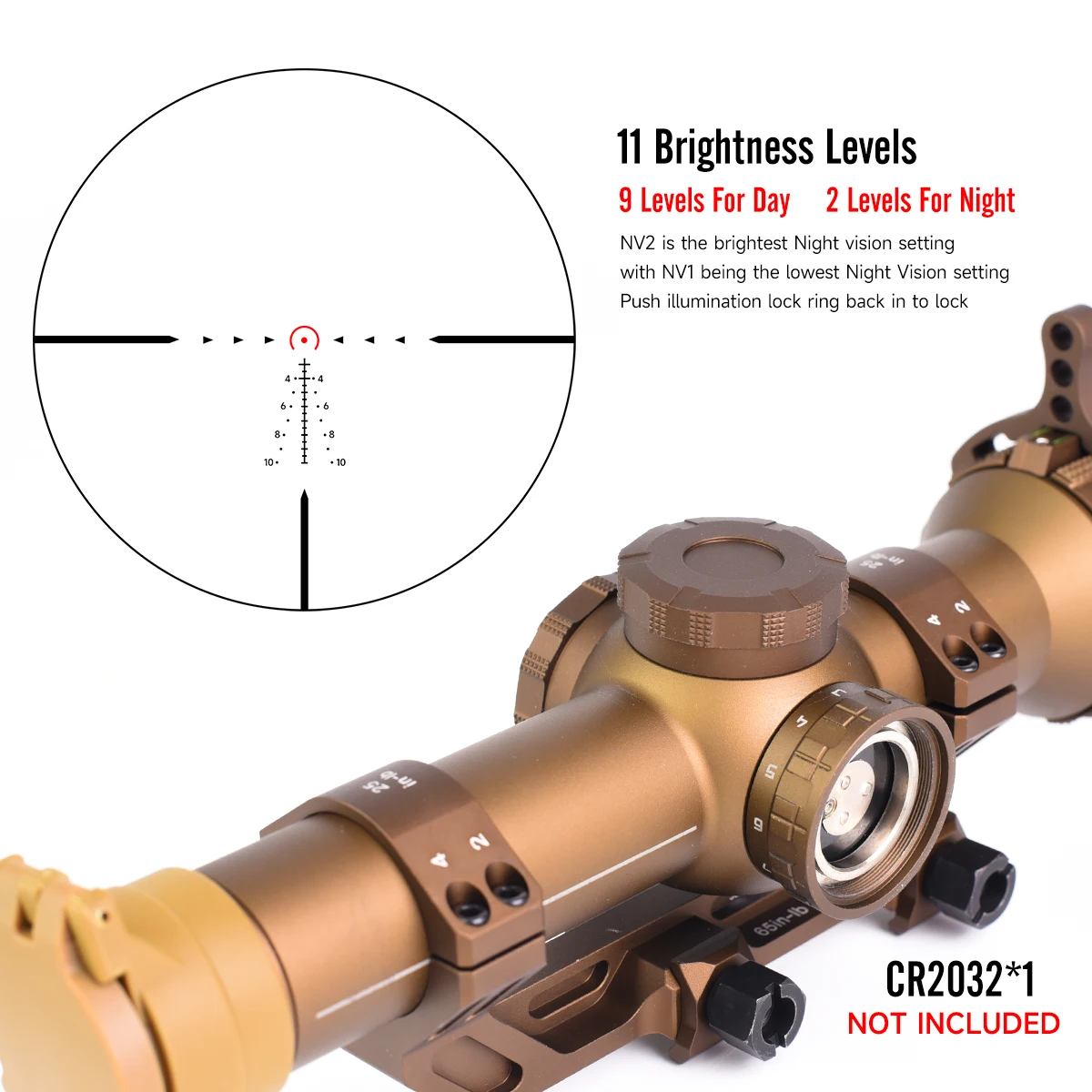 Mira táctica DWLR6 FFP retícula iluminada 30 mm montaje - imagen 2