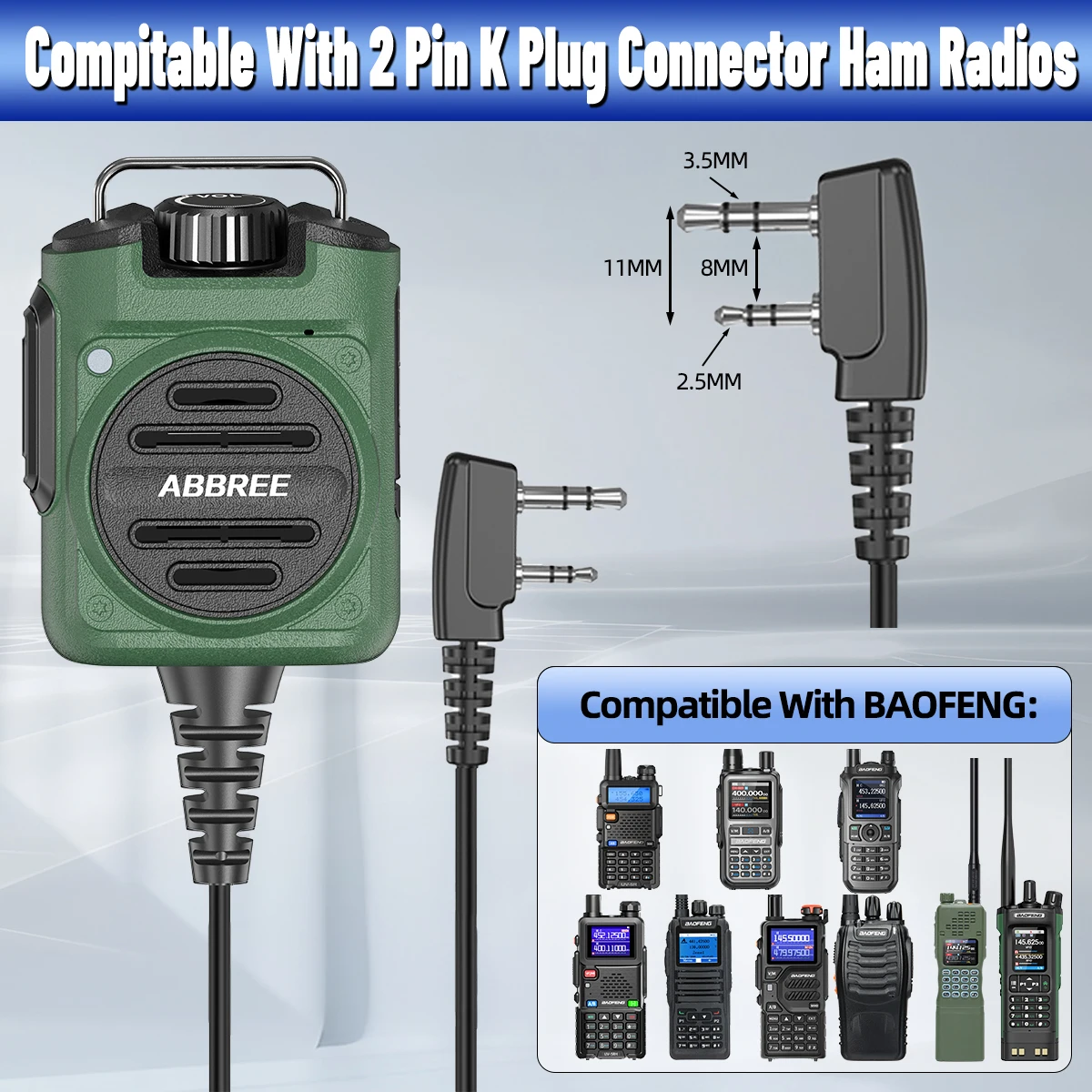 ABBREE AR-158 micrófono altavoz recargable PTT con control volumen - imagen 2
