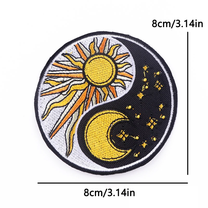 Parches termoadhesivos Boho sol y luna retro vintage para ropa - imagen 5
