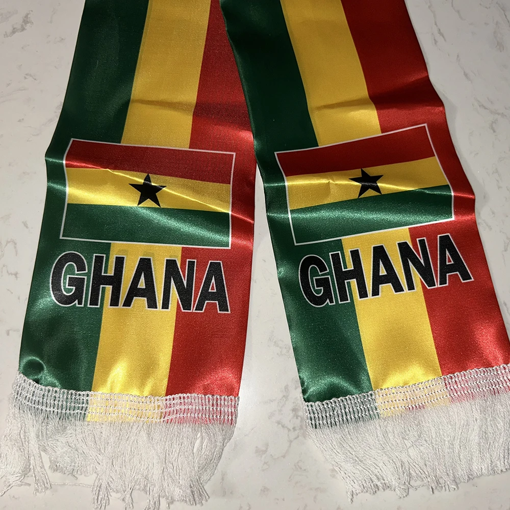 Bufanda Ghana fútbol doble cara satén con borlas - imagen 4