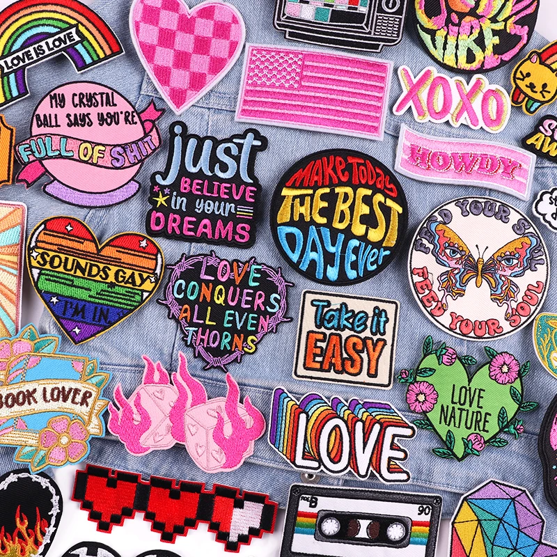 Parche bordado letras coloridas para chaqueta - adhesivos para ropa - imagen 4