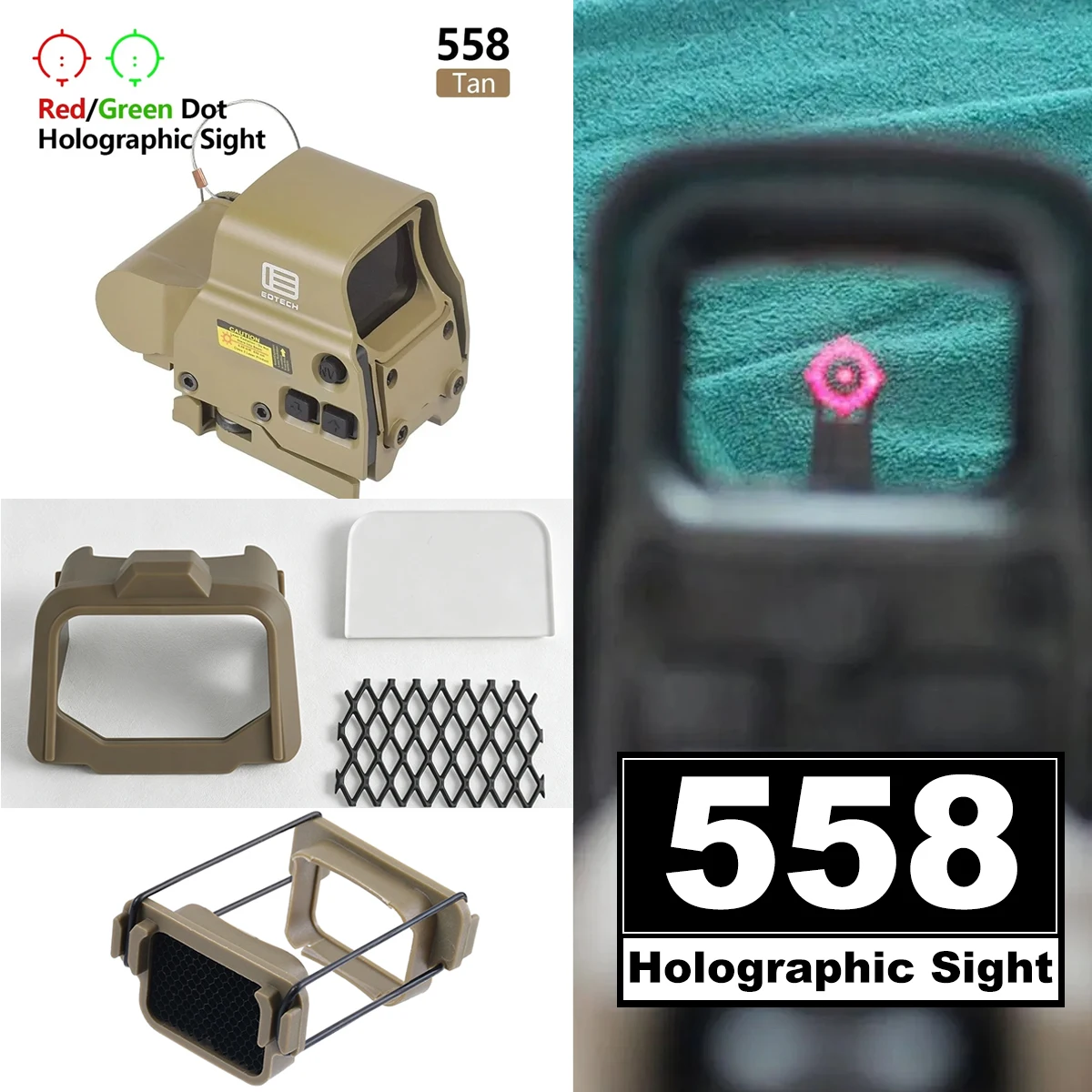 Mira holográfica EOTech 558 EXPS2-2 punto rojo y verde con Picatinny - imagen 2