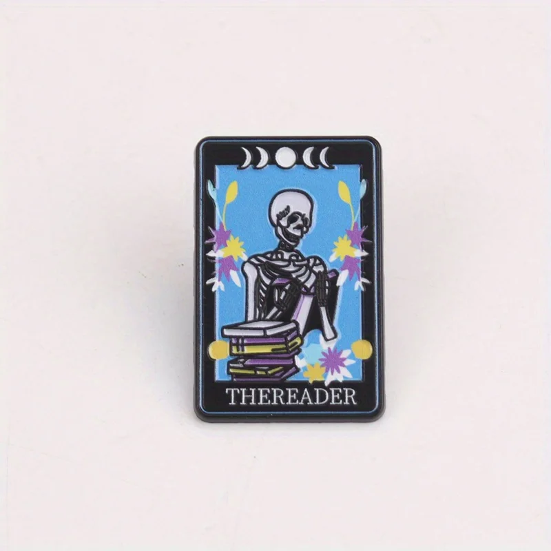 Broche luminiscente esqueleto memento mori para libro y trono gótico - imagen 5