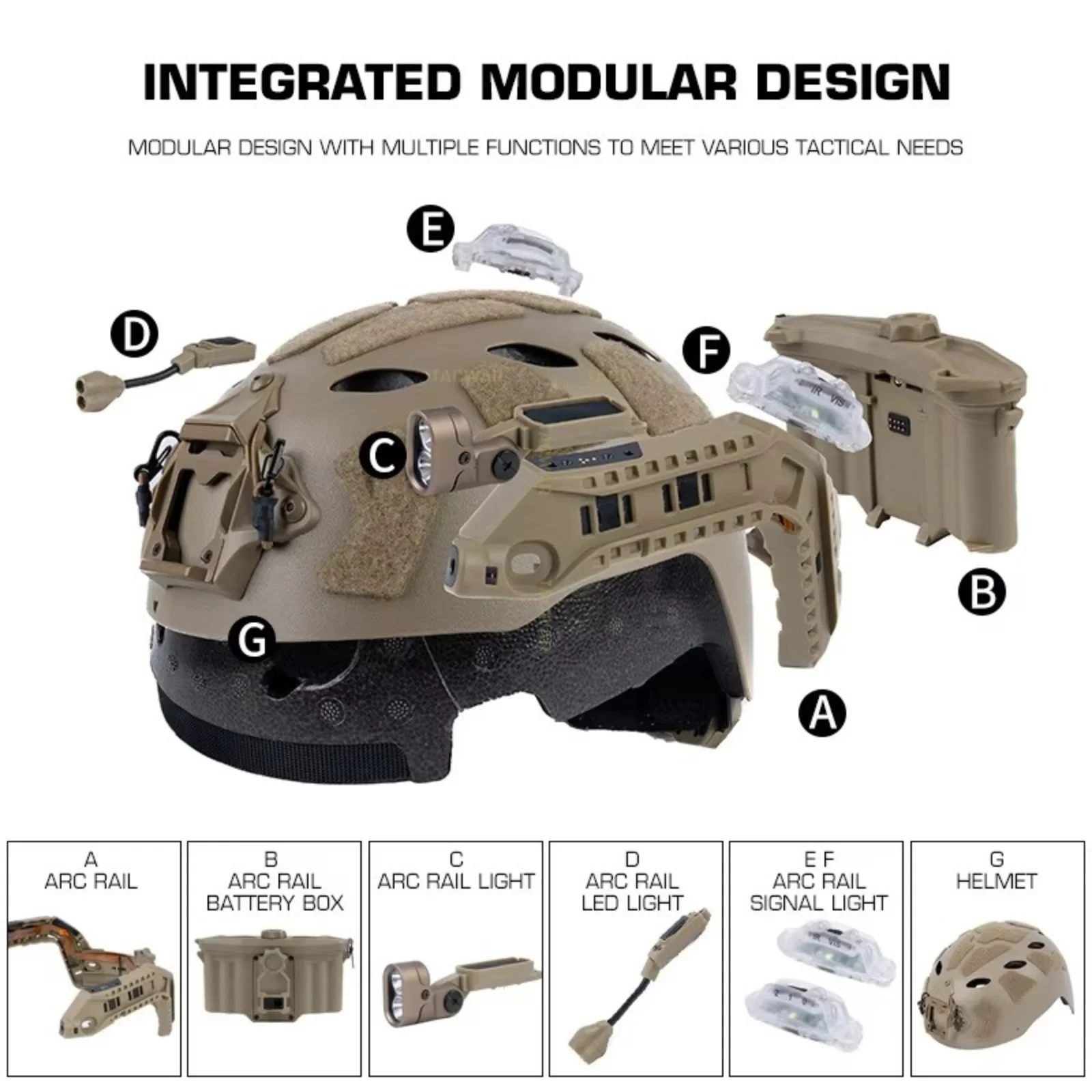 Casco táctico modular ARC Rail SF con LED y señal para airsoft - imagen 5