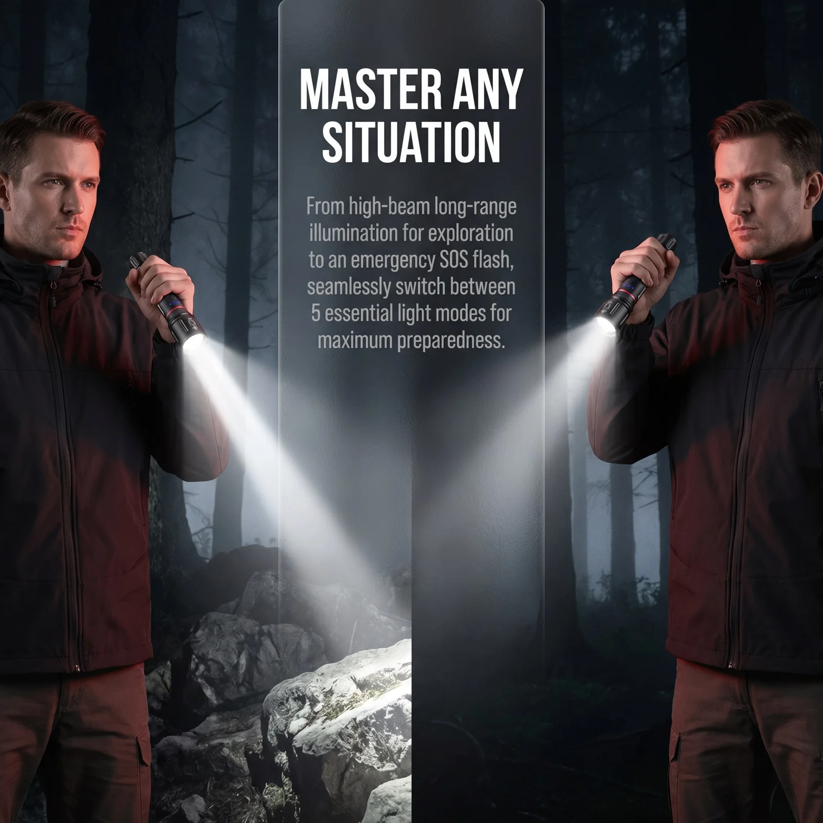 Alonefire linterna táctica LED Zoom recargable USB para camping - imagen 4