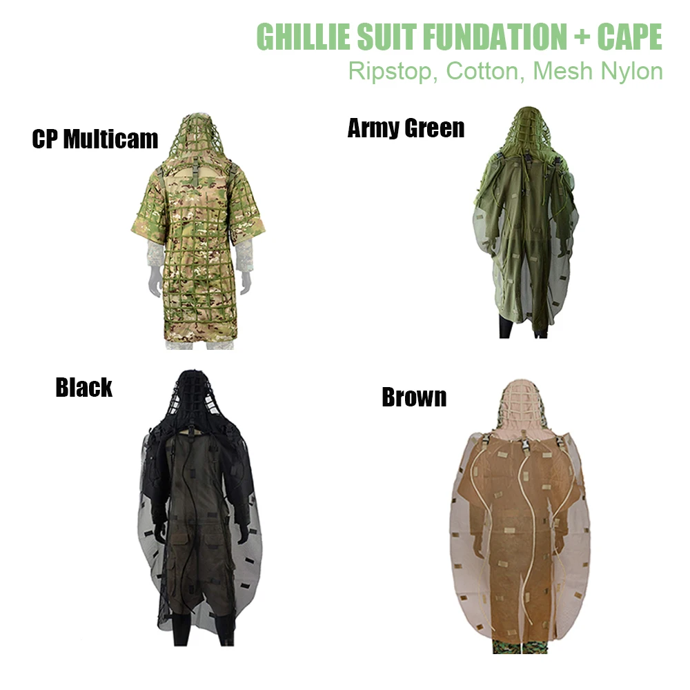 Poncho Ghillie base con capucha Viper para caza airsoft - imagen 4
