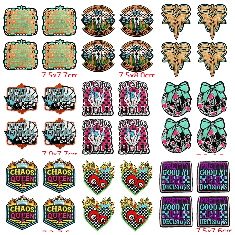 Parches bordados termoadhesivos vaqueros del oeste – calavera y tablero - imagen 5