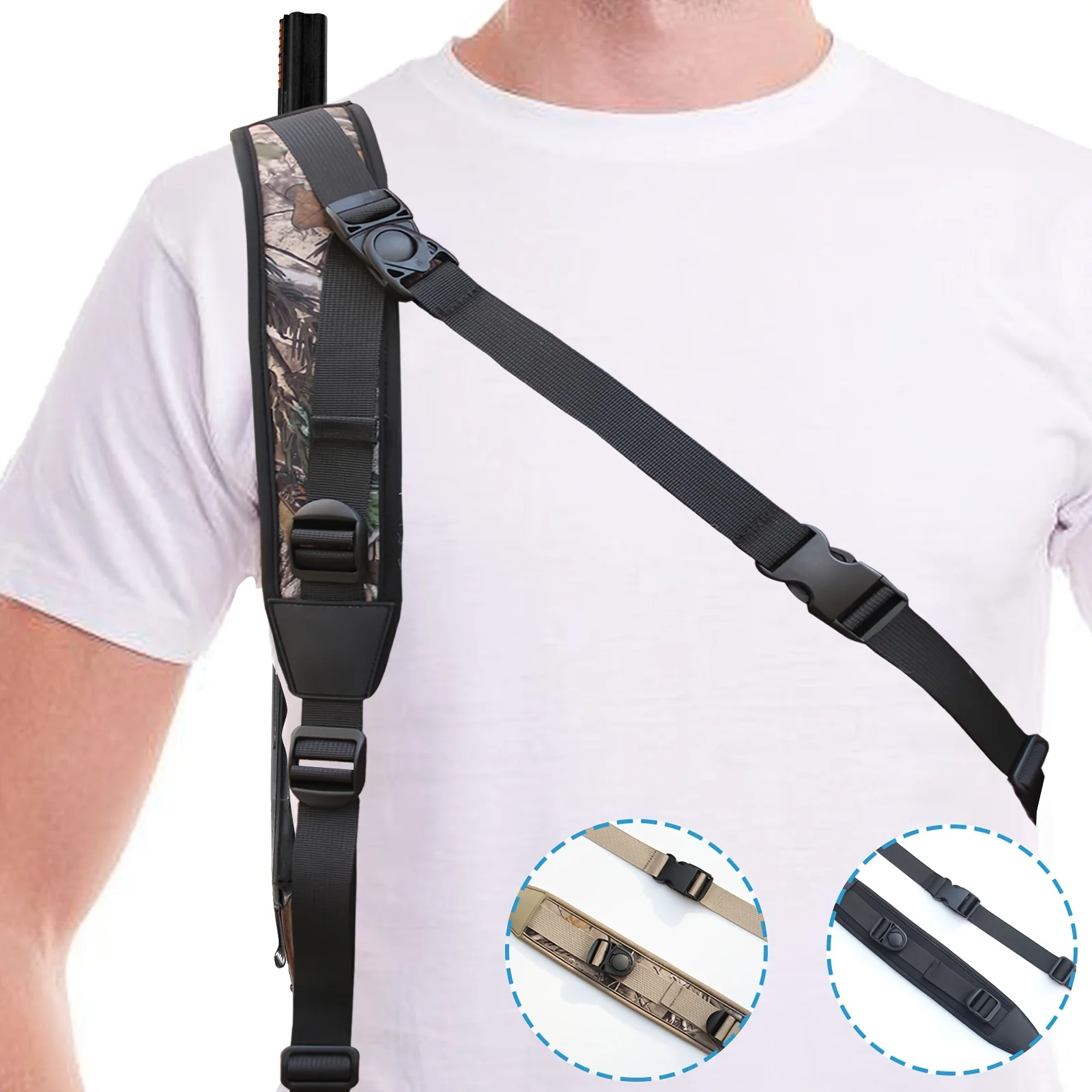 Correa táctica rifle unipunto neopreno ajustable cruzada para caza y tiro - imagen 5