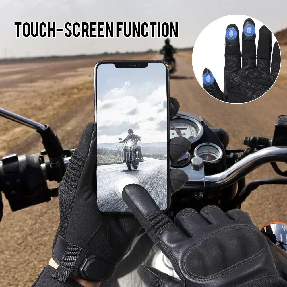 Guantes tácticos cuero PU pantalla táctil antideslizante ciclismo MTB - imagen 3